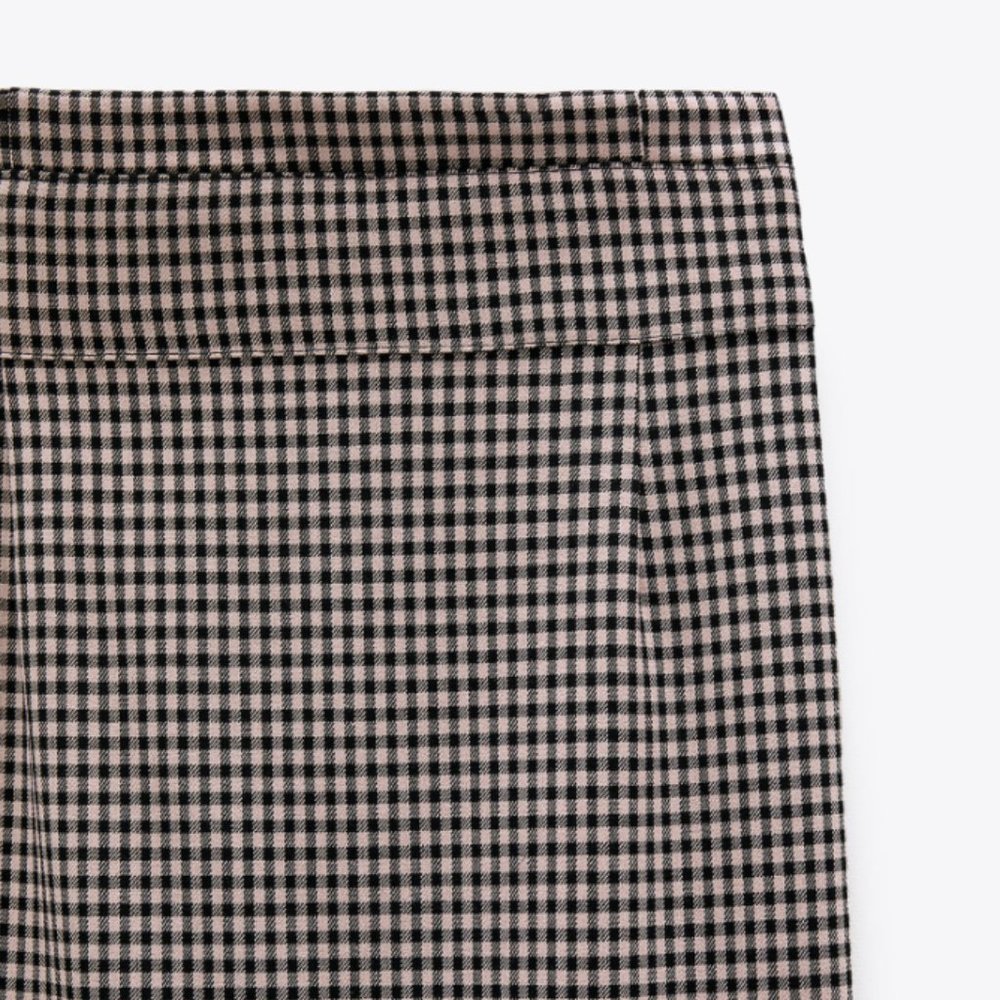 ZARA GINGHAM PLAID STRETCH EXPOSED ZIPPER PENCIL MIDI MAXI SKIRT_12
